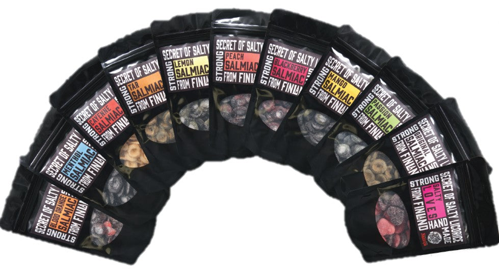 Mustat pystypussit omalla logolla 100g