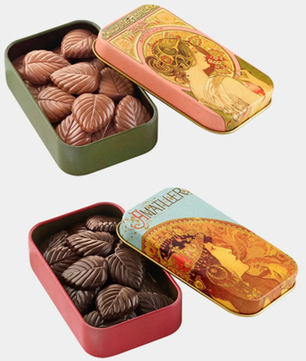 Suklaalehdet 30g maitosuklaa peltirasia