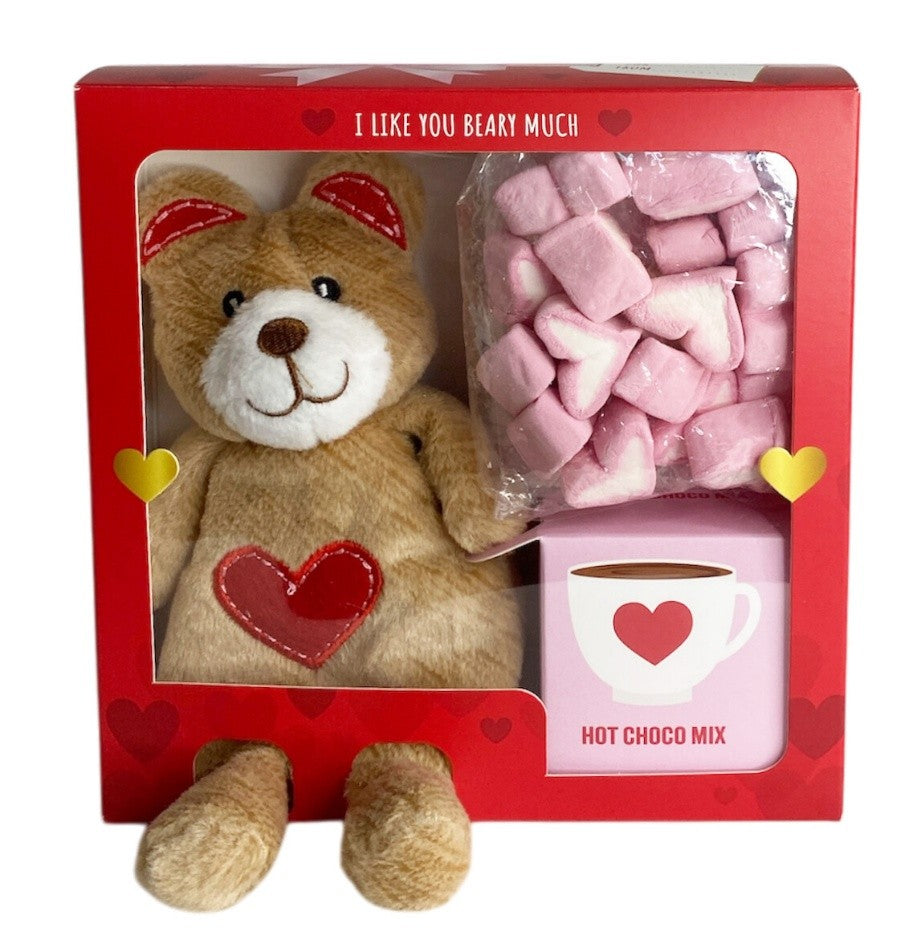 Lahjapakkaus 60g nalle+vaahtokarkit+kaakao