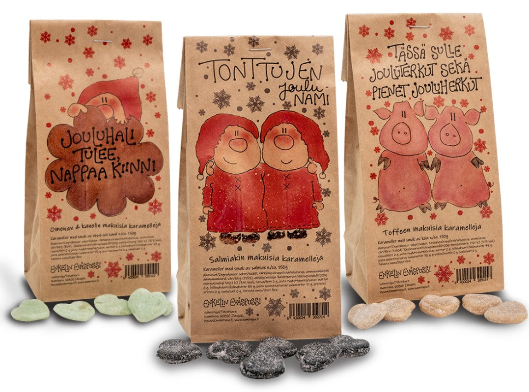 Joulusydänkaramellit 150g lajitelma