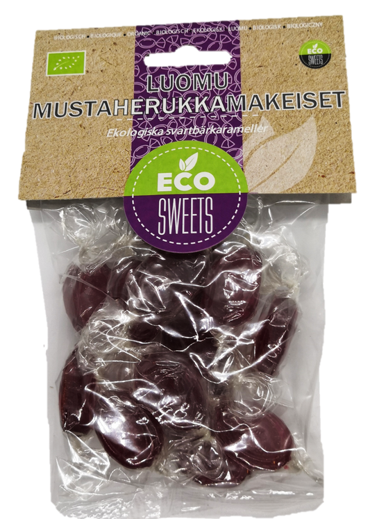 Luomumustaherukkamakeiset 75g